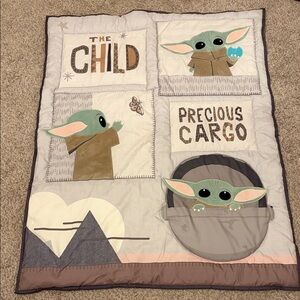 Star Wars The Child Quilt in Gray and Cream